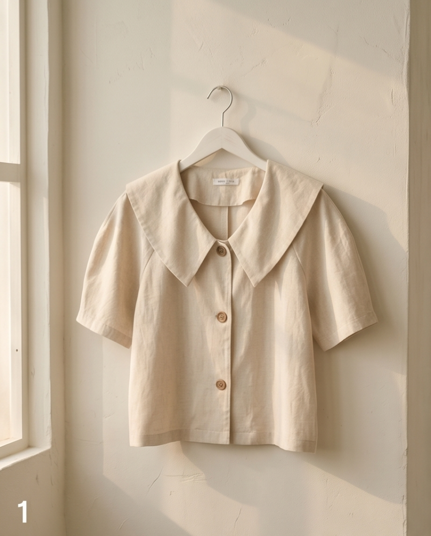 Sailor-inspired linen blouse (M)