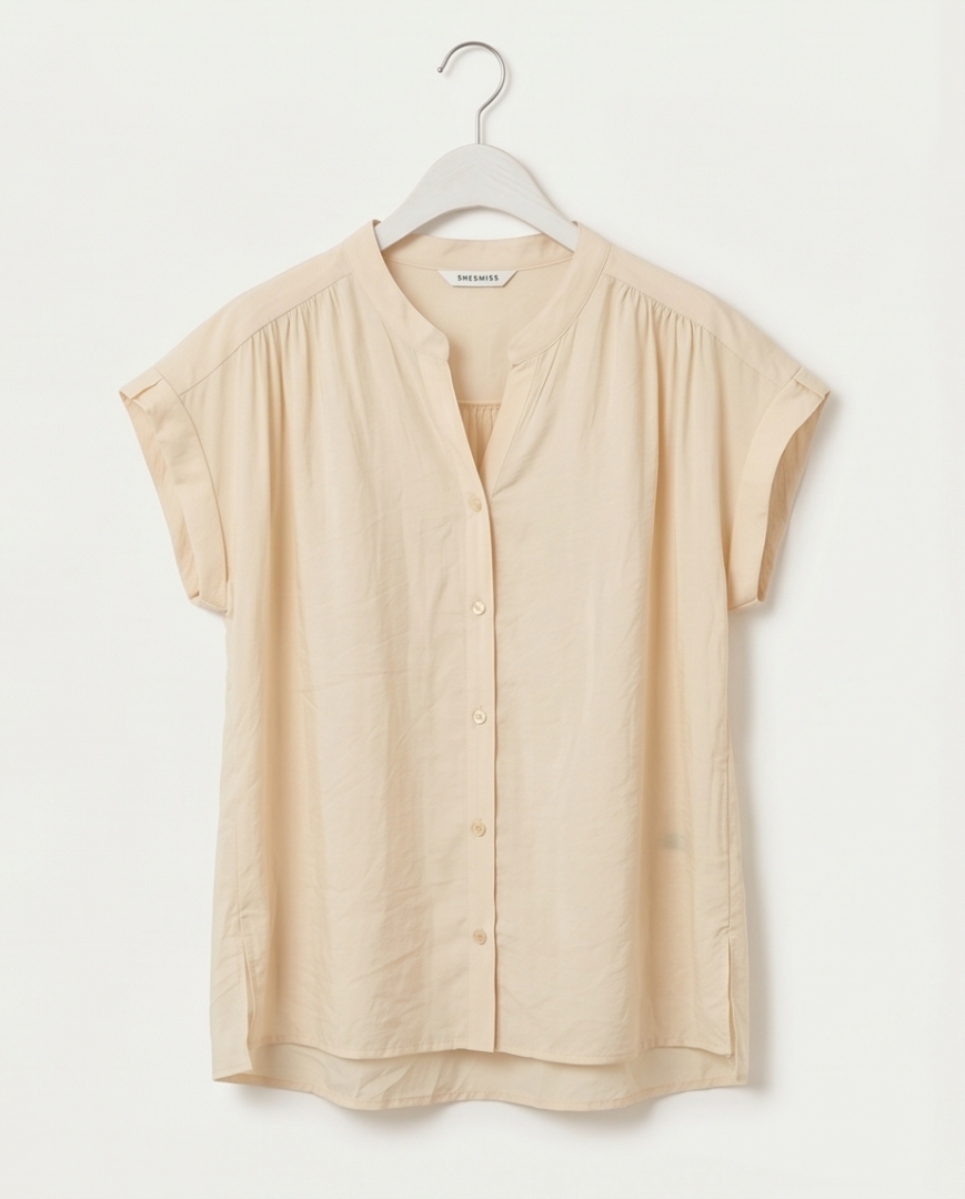 Cream yellow silky blouse (M)