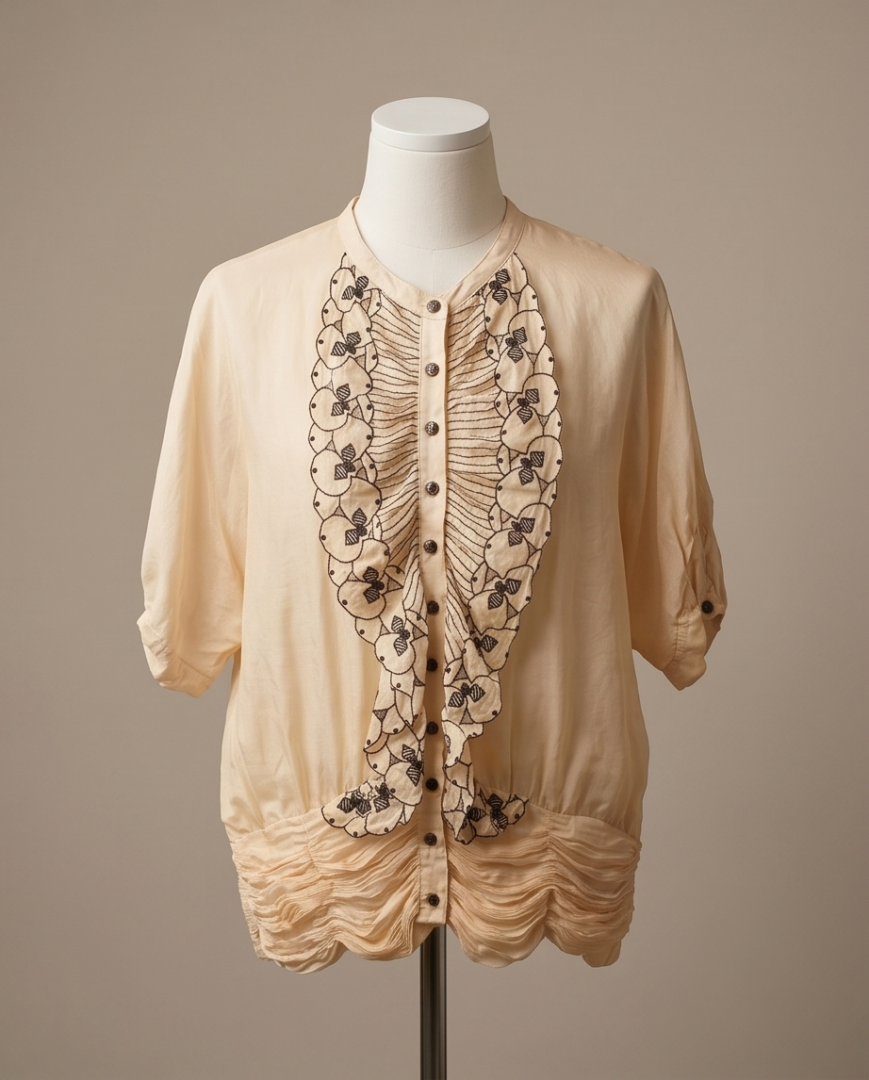 Vintage bloom pleated blouse (S)