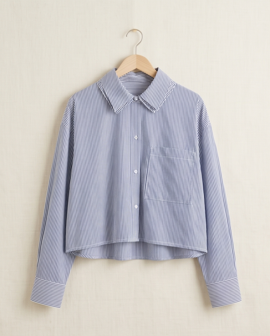 Blue and white striped long sleeved shirt (S).