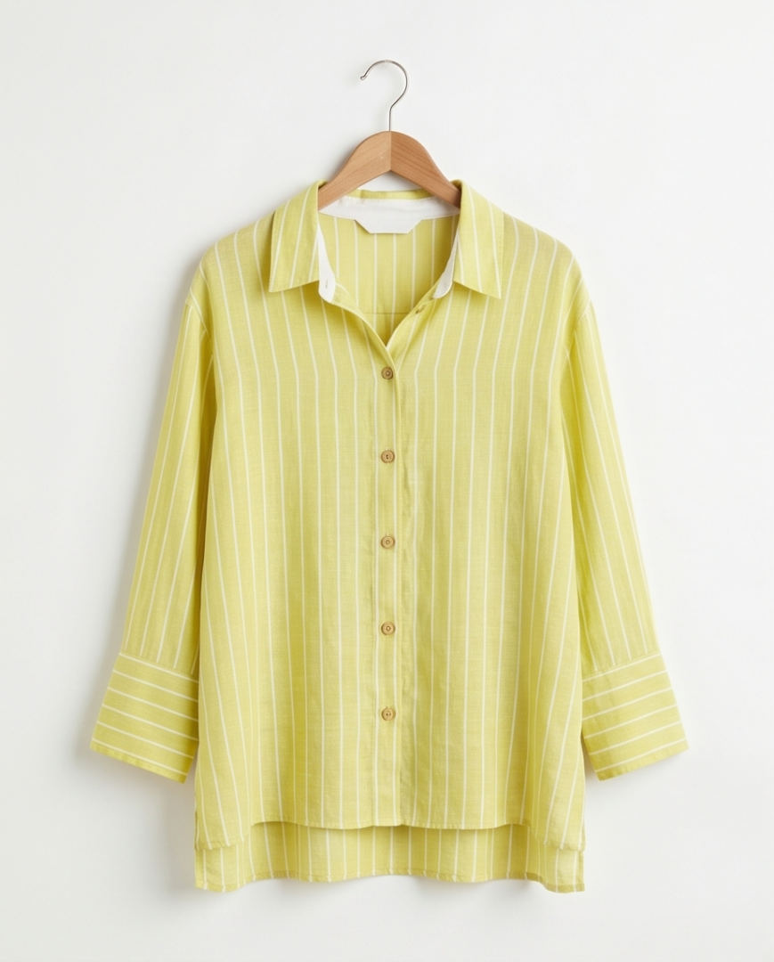 Lime green striped long sleeved shirt (M)