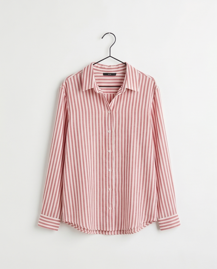 Red and white striped long sleeved shirt (M)