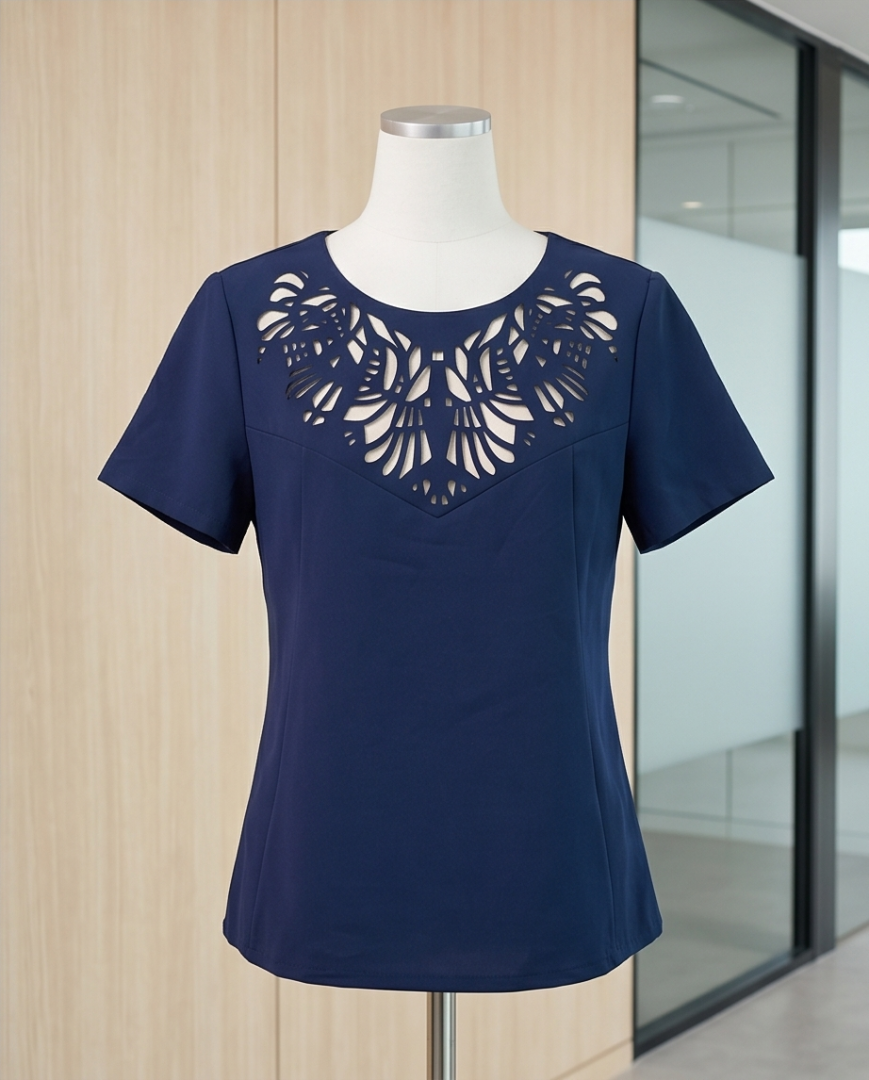 Blue short sleeved blouse (S)