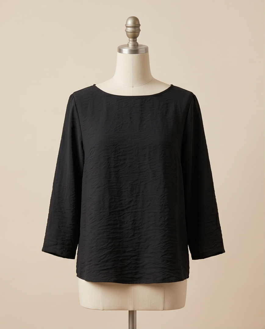 Black long silhouette sleeved blouse (M)