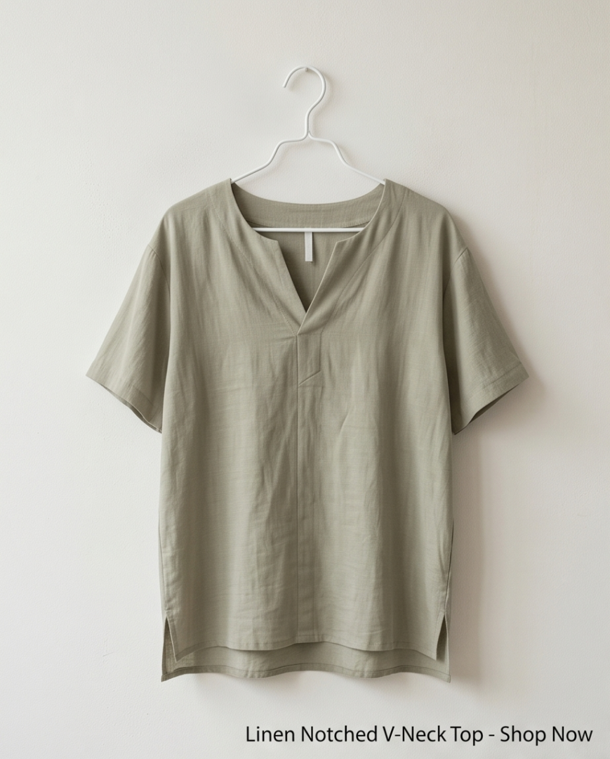 Muted green linen blouse (L)