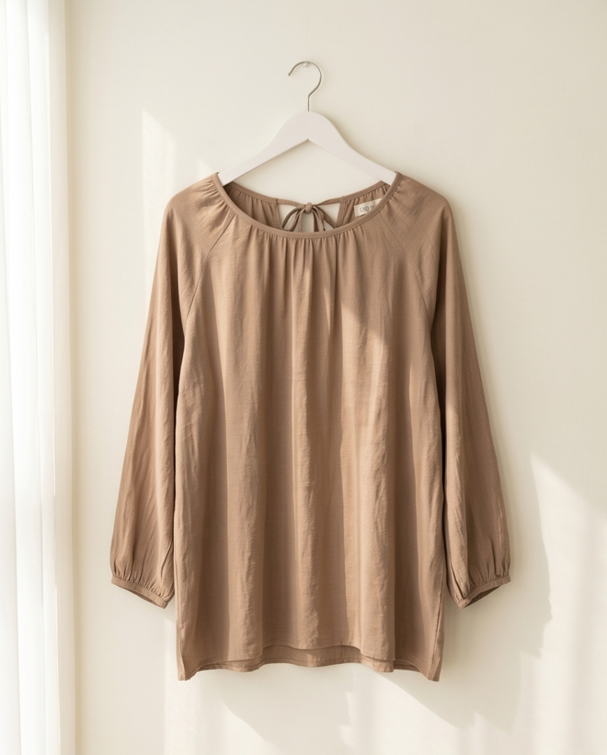 Brown long sleeved blouse (L)