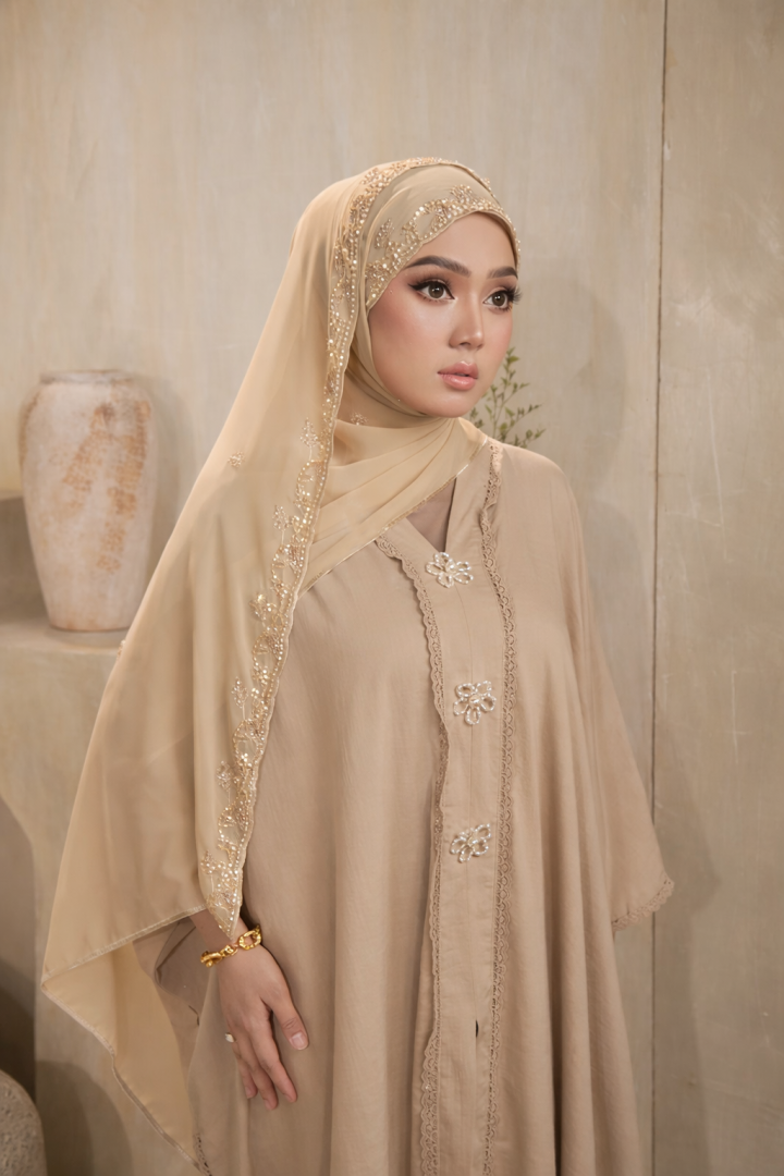 Beaded Shawl - Nude