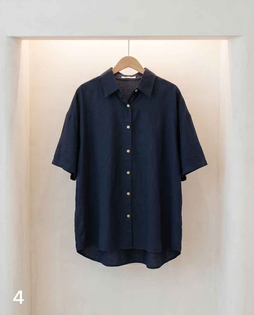 Plain navy blue short sleeved shirt (XXL)