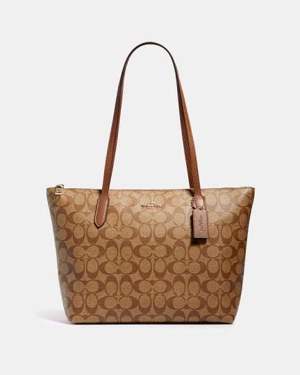 Coach Zip Top Tote In Signature Canvas