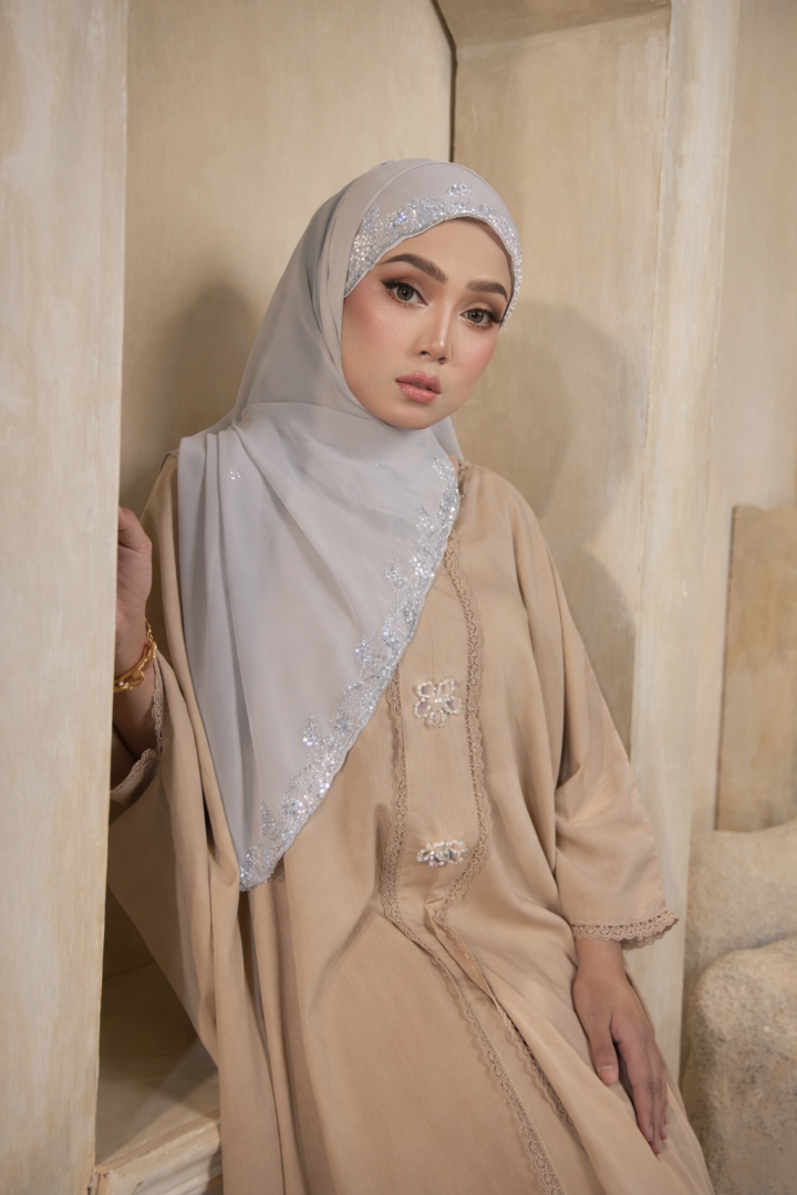 Beaded Shawl - Silver Blue