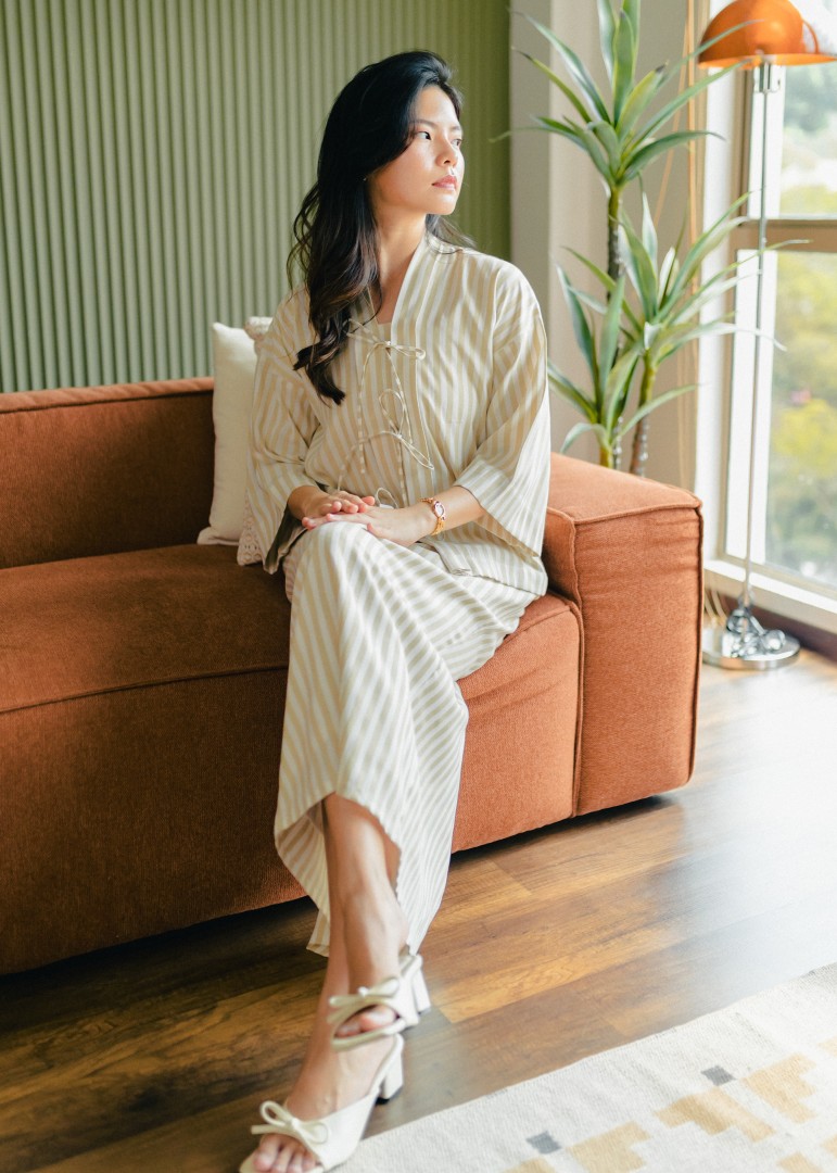 Keeya Top in Beige Stripes