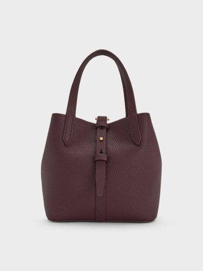 READY STOCK: Beryl Recycled Leather Double-Handle Belted Bucket Bag