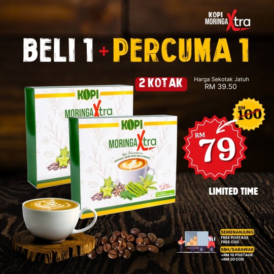 KOPI MORINGA XTRA  - 1 KOTAK PERCUMA 1 KOTAK (2 KOTAK)