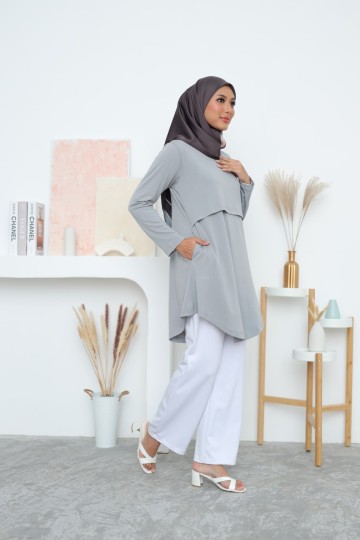 PLAIN BLOUSE LIGHT GREY