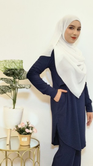 PLAIN SUIT COTTON KNIT NAVY BLUE