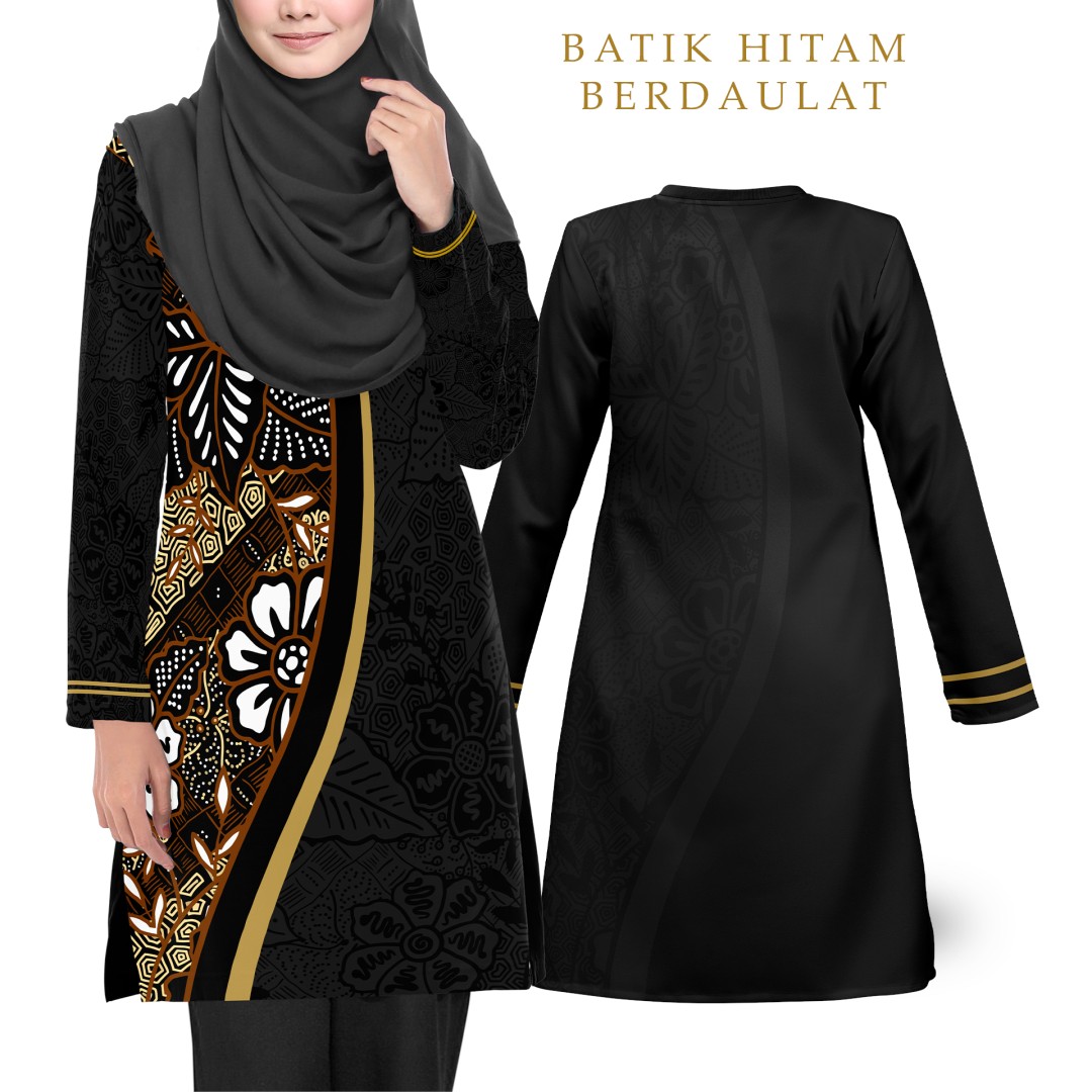 TSHIRT MUSLIMAH EDISI BATIK HITAM BERDAULAT