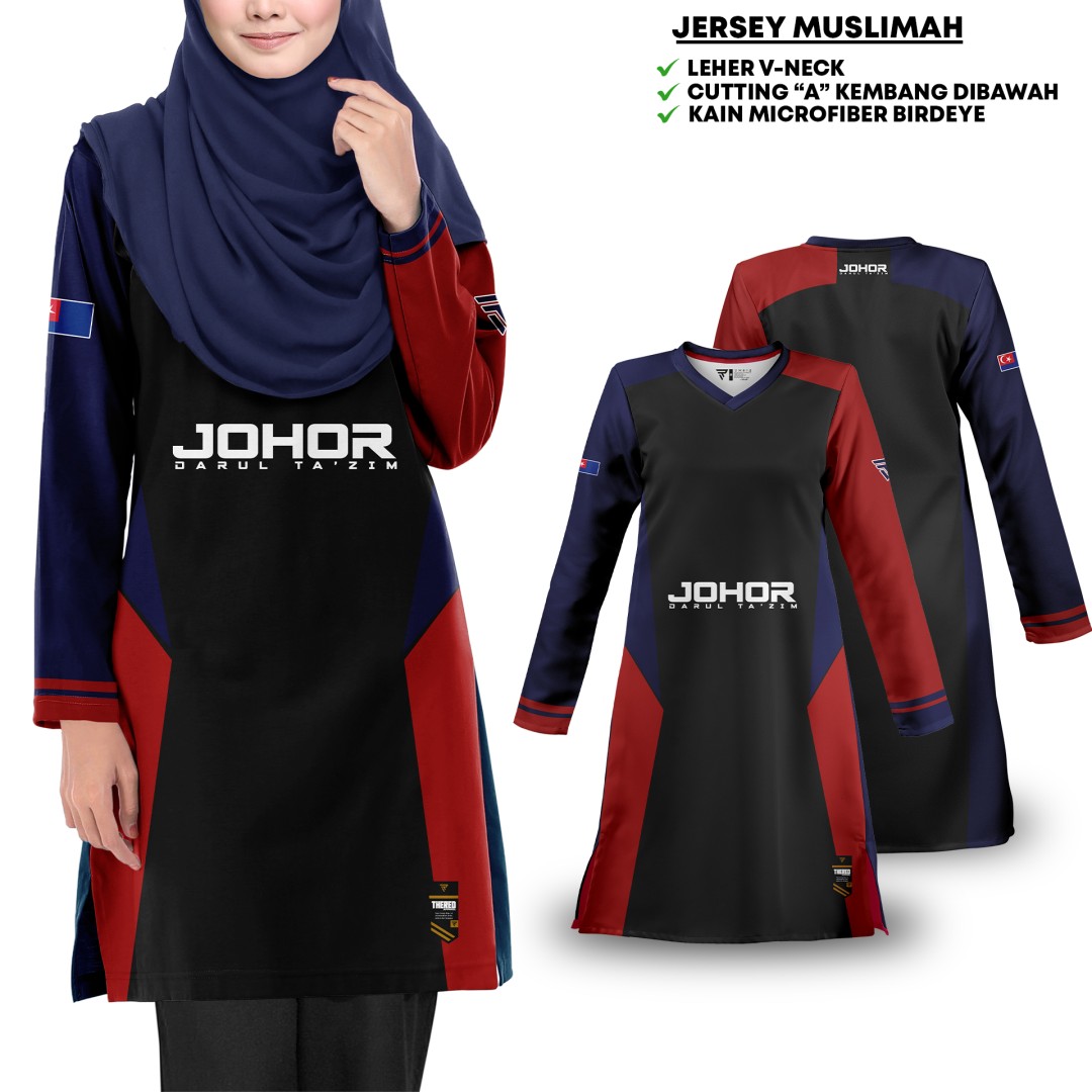 2025 JOHOR MUSLIMAH SHIRT BIRDEYE JERSEY 165GSM BLACK