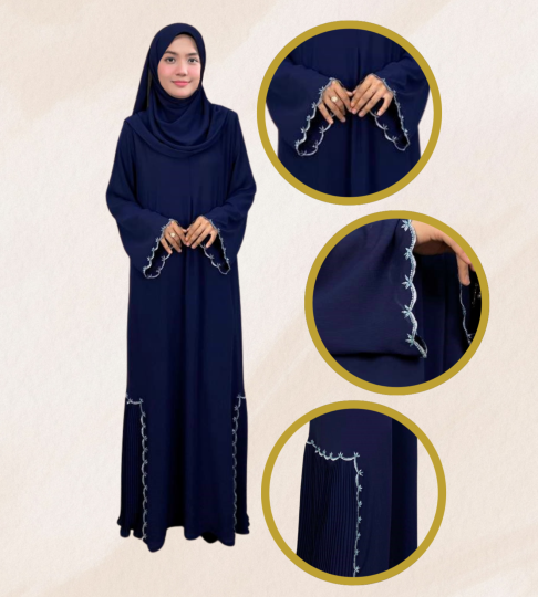 Abaya Exclusive Rania – Navy Blue with Handcraft Beads