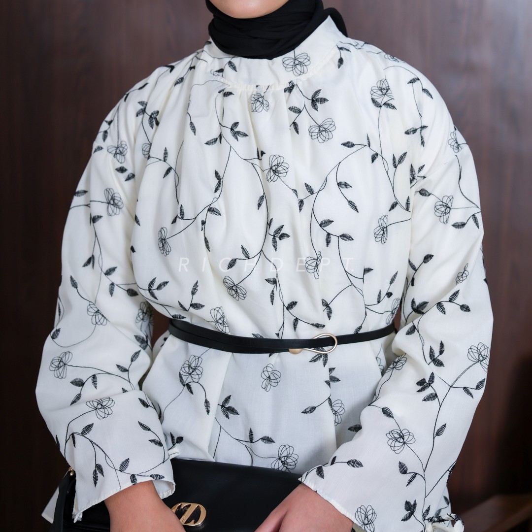 RUI SHIRT FLOWER EMBROIDERY LONG SLEEVE (ONYX)