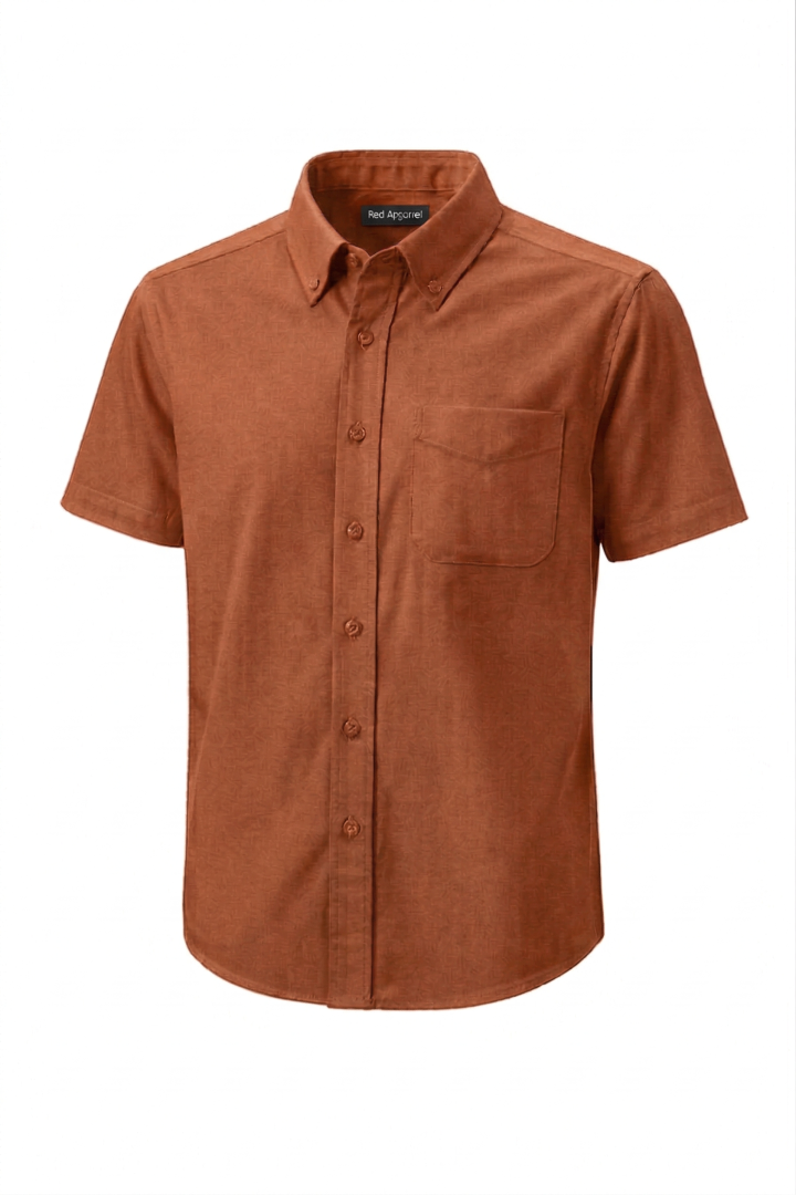 KEMEJA LENGAN PENDEK KAIN COTTON ORANGE BRICK