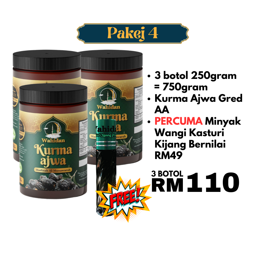 PAKEJ 4 - 3BOTOL + PERCUMA 1 MINYAK KASTURI KIJANG