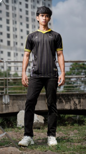 Retro V-neck Raglan Black