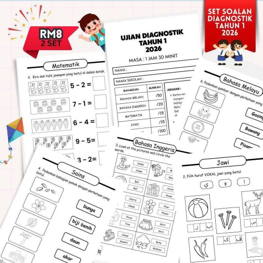 (For Kids) Ujian Diagnostik Tahun 1 ( 2 set)