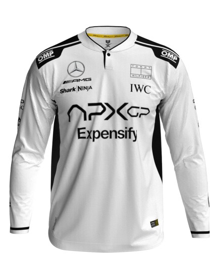 Long Sleeve Henley Gridlock White