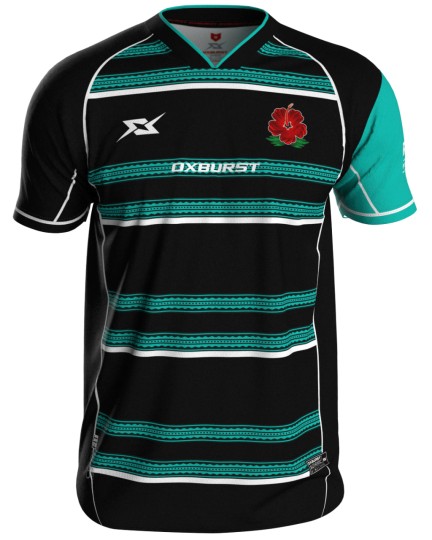 Flat V-Neck Heritage Black Turquoise