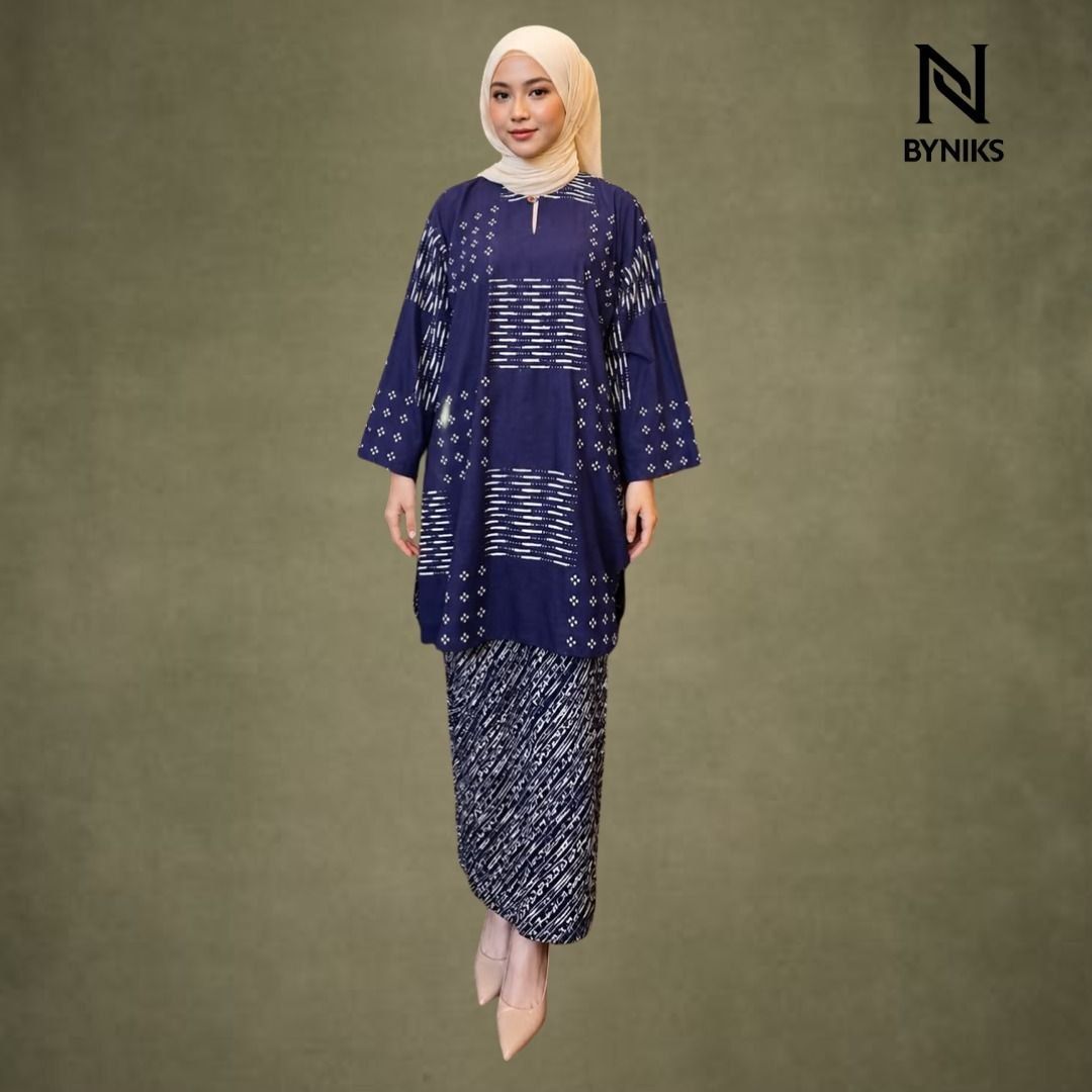 NEW ITEM - BAJU KURUNG BATIK KASTURI [K01 DARK BLUE]