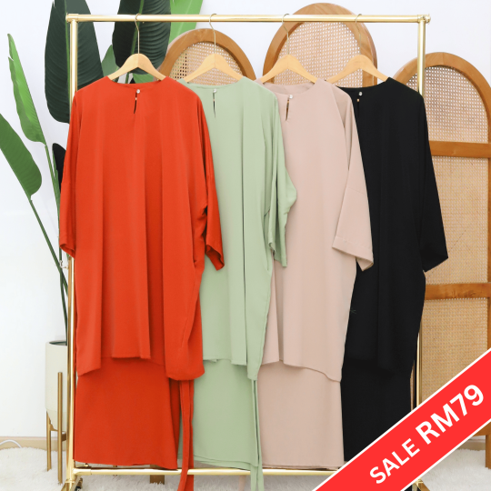 Delima Loose Batwing Kurung