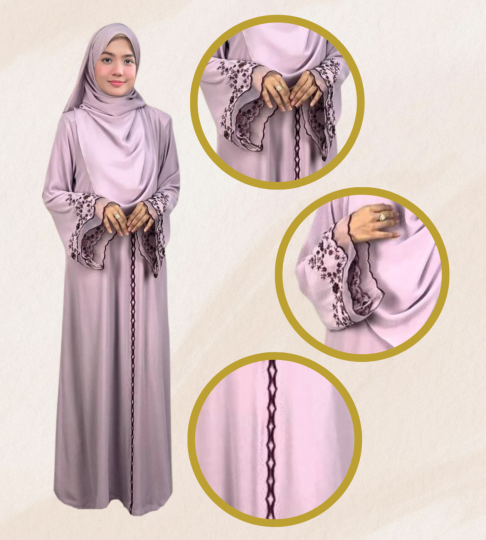 Abaya Exclusive Rania – Lilac with Handcraft Beads