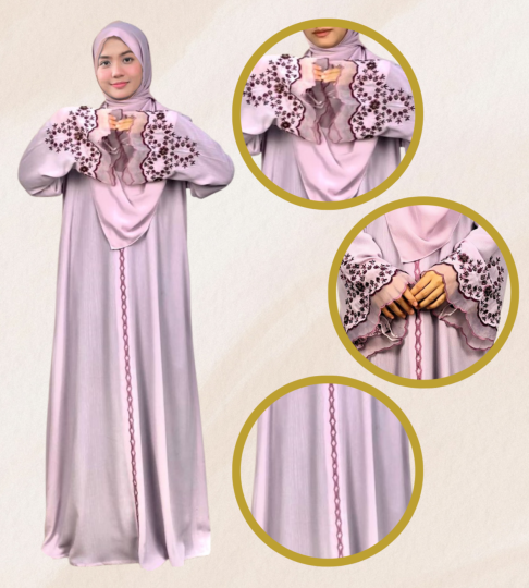 Abaya Exclusive Rania – Lilac with Handcraft Beads