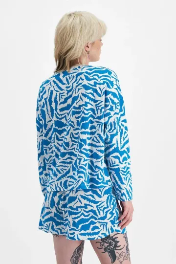 Women PJ Set Blue Stripes