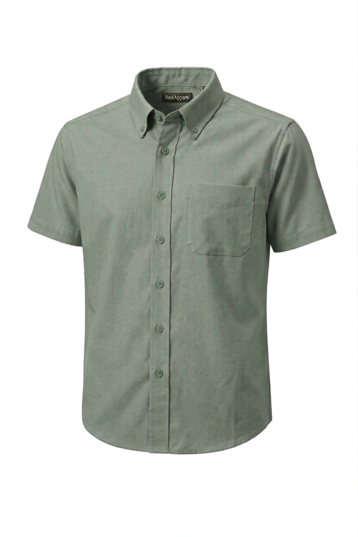 KEMEJA LENGAN PENDEK KAIN COTTON SAGE GREEN