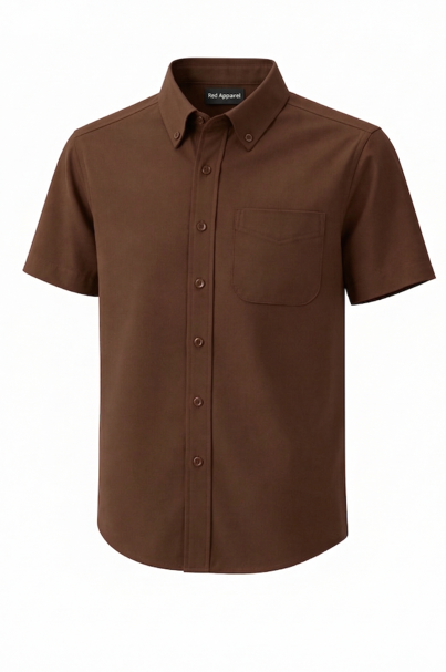 KEMEJA LENGAN PENDEK KAIN COTTON COFFEE PLAIN