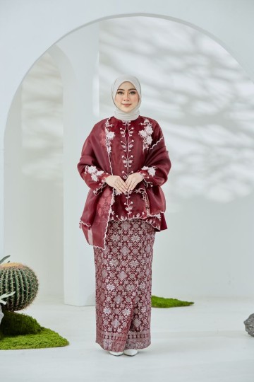 Seroja Kurung - Maroon