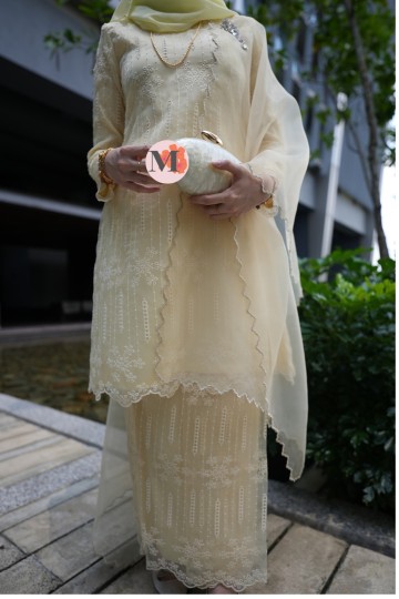 SERI (QASEH) KURUNG RIAU ORGANZA SOFT YELLOW