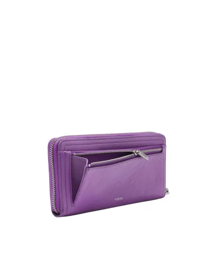 Fossil Logan Zip Around RFID Wallet - Purple