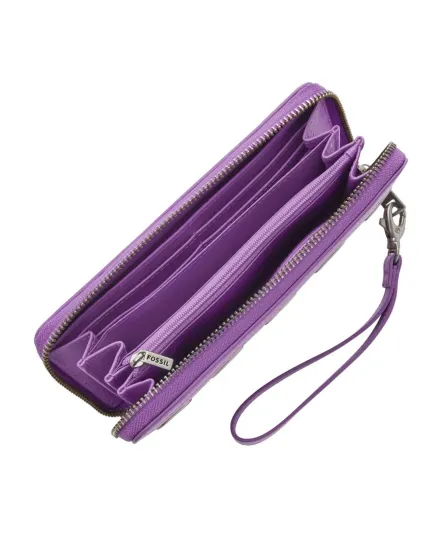 Fossil Logan Zip Around RFID Wallet - Purple
