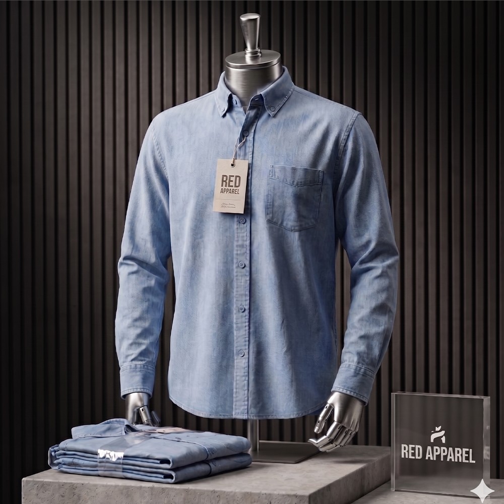 KEMEJA LENGAN PANJANG KAIN COTTON SKIESH DENIM
