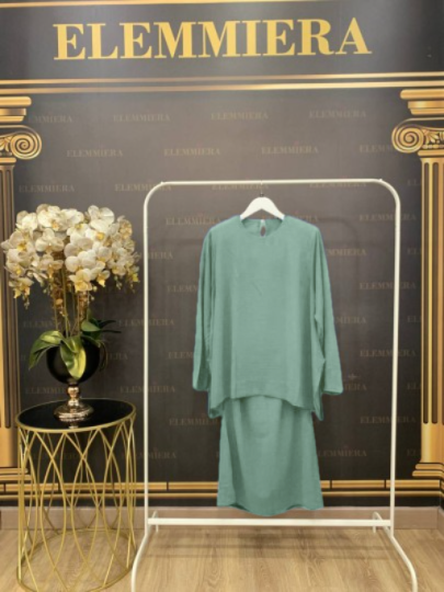 Kurung Kaftan Ainaa - Mint Green