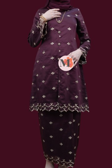 TEJA LÚXE EMBROIDERY ORGANZA SILK  BURGUNDY