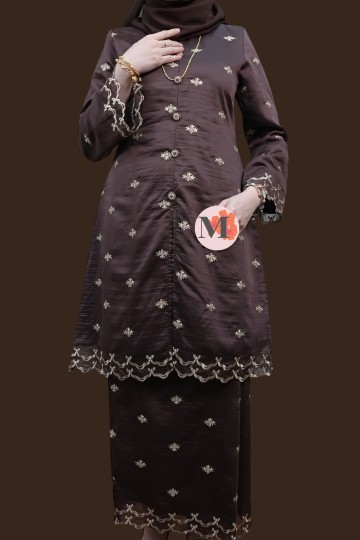 TEJA LÚXE EMBROIDERY ORGANZA SILK DARK BROWN