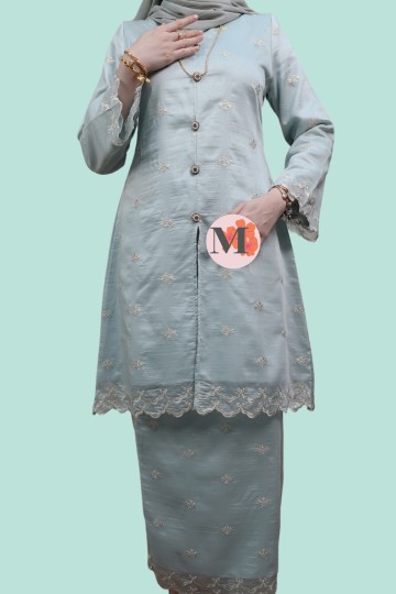 TEJA LÚXE EMBROIDERY ORGANZA SILK MINT GREEN