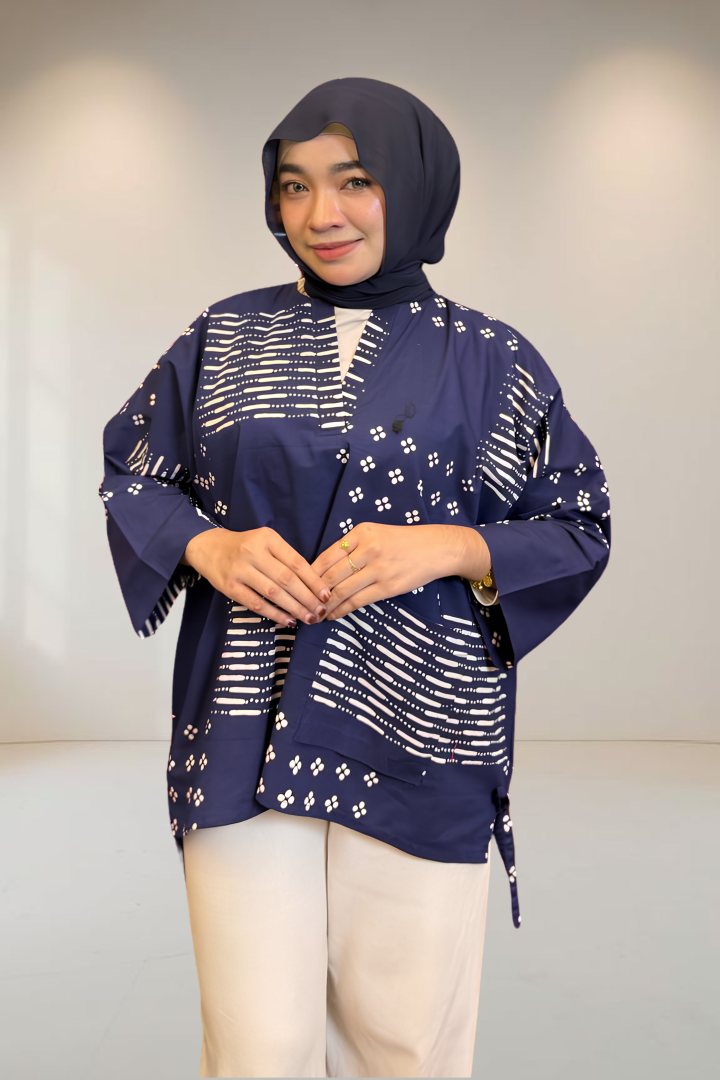 NEW ITEM - BLOUSE BATIK AKSARA DARK BLUE [01]