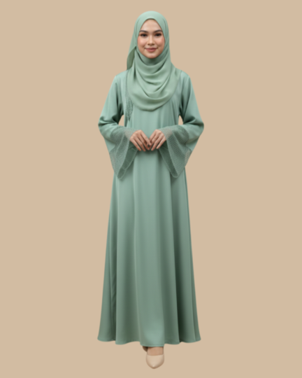 Abaya Qhareena - Mint Green