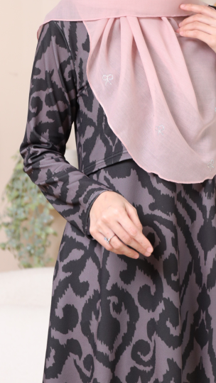 AS-IS PRINTED PUA KUMBU GREY BLOUSE