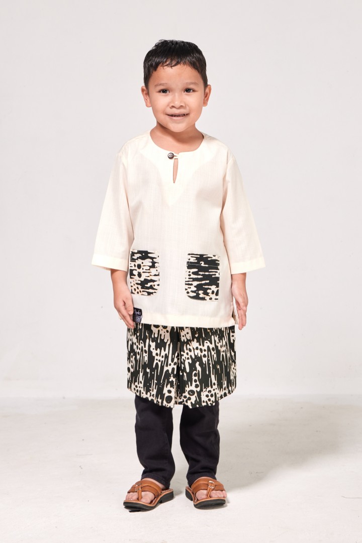 KURTA GABUNGAN BATIK ASLI PASTEL CREAM - 2026