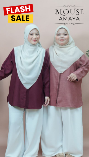 ( COMBO 2 HELAI )BLOUSE AMAYA MINIMAL IRONLESS MATERIAL COTTON LOLIS SEJUK TAK MUDAH KEDUT